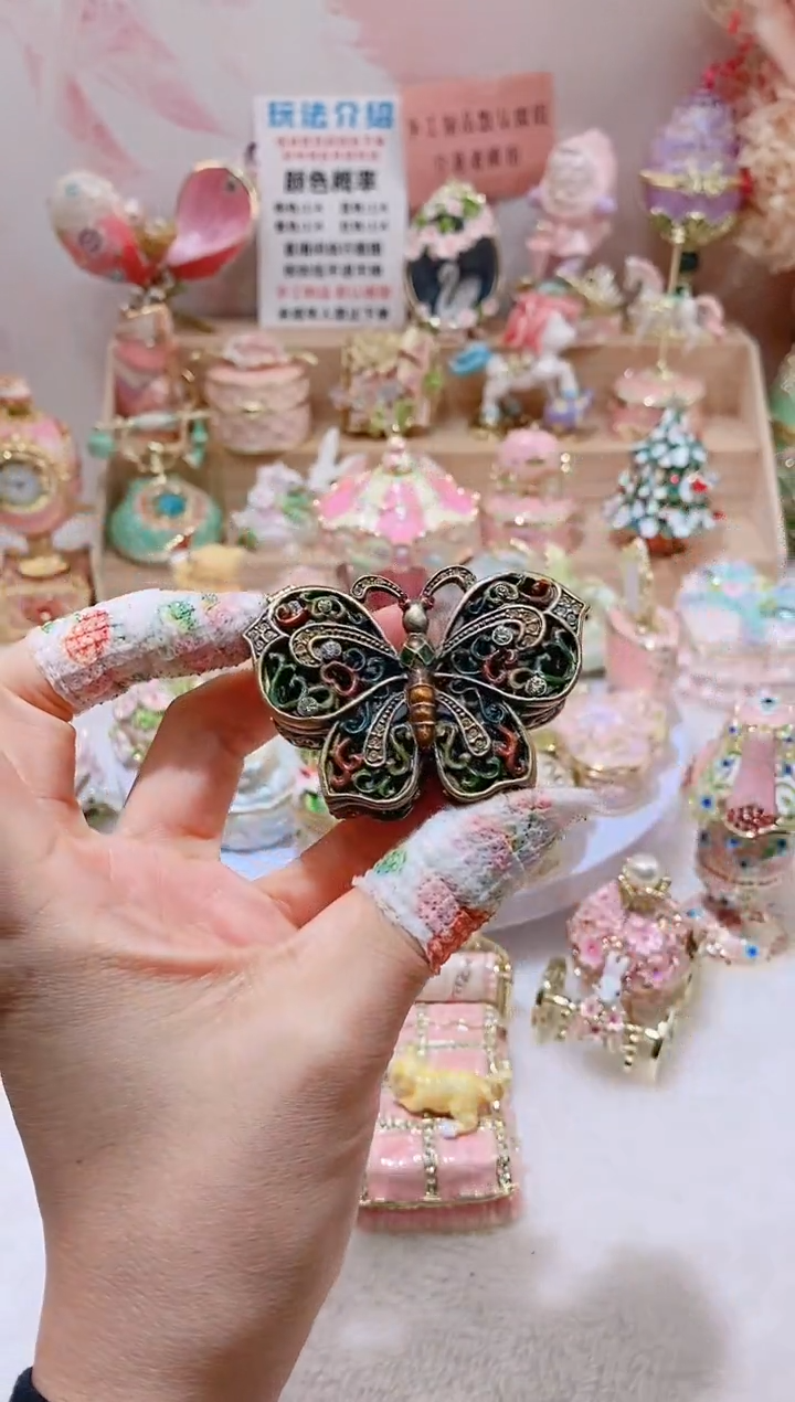 合金合金珐琅彩首饰盒摆件