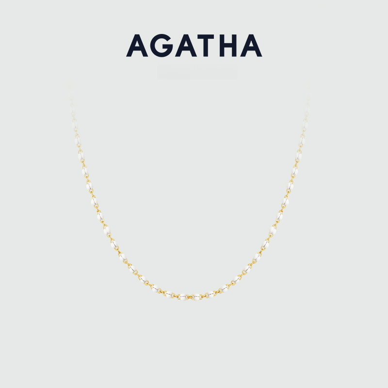 AGATHA 铜合金珐琅项链 经典串珠项链设计感法式小米珠D