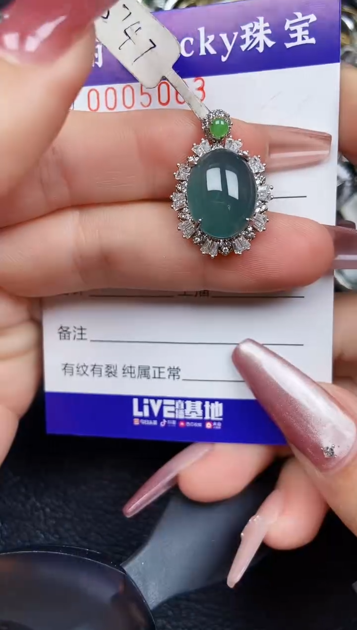 翡翠银S925镶嵌颈饰5063