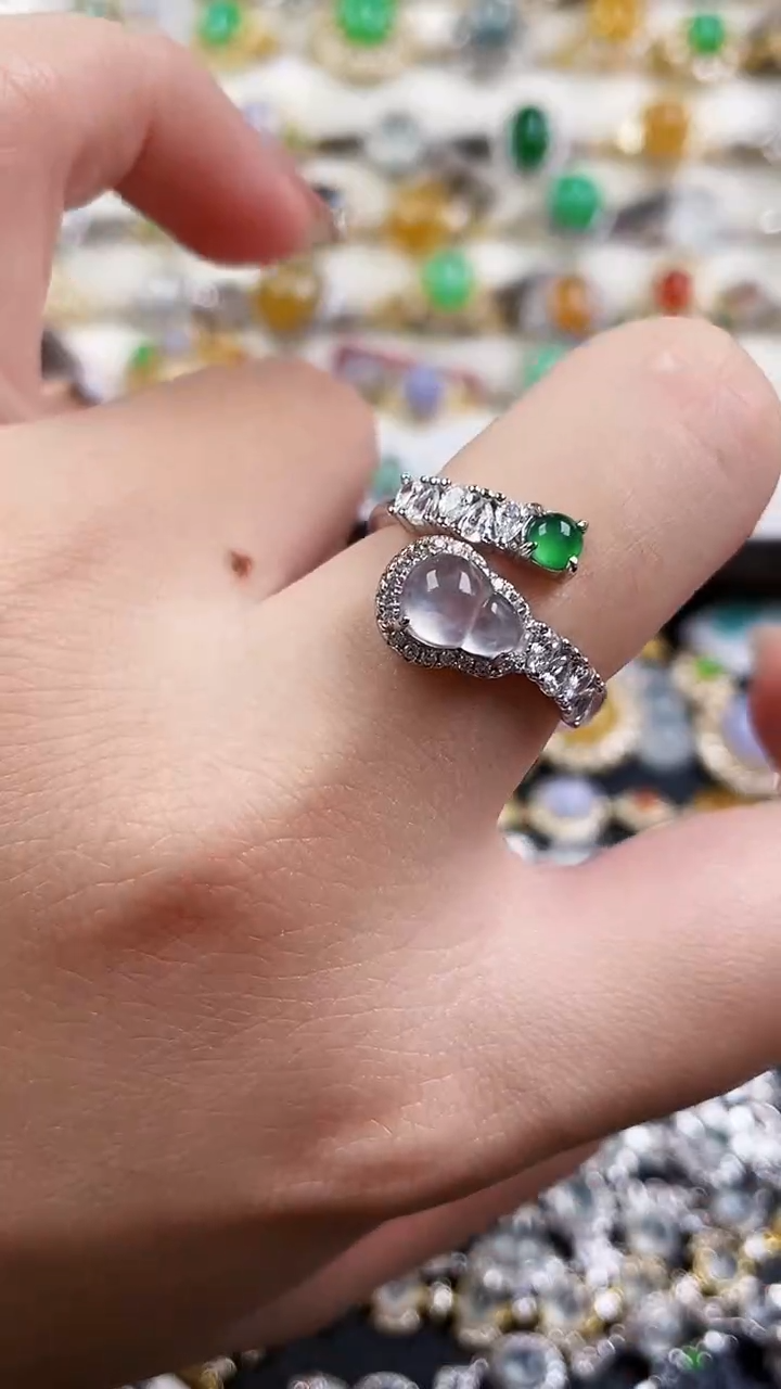 银S925镶嵌戒指翡翠119