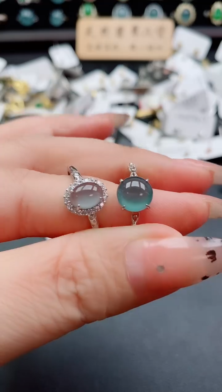 银S925镶嵌戒指翡翠1