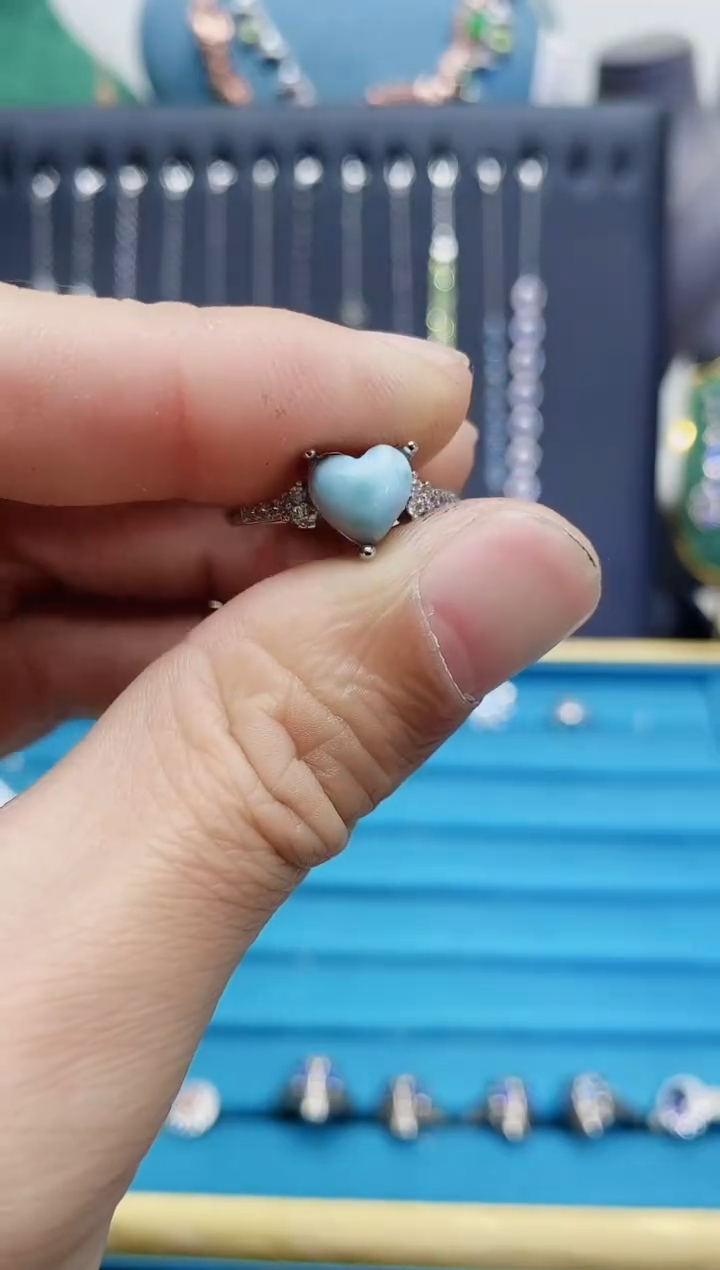 【闪购商品】针钠钙石（海纹石）戒指银S925镶嵌1121