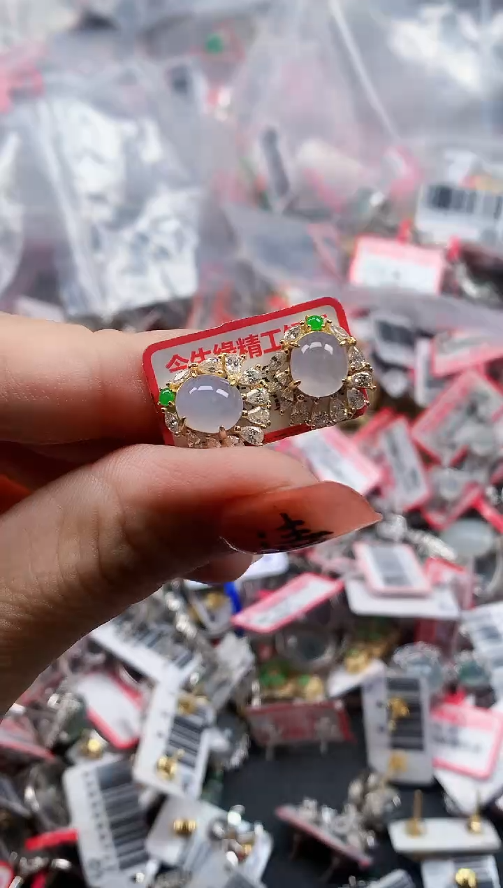 银S925镶嵌戒指翡翠天然A货缅甸翡翠