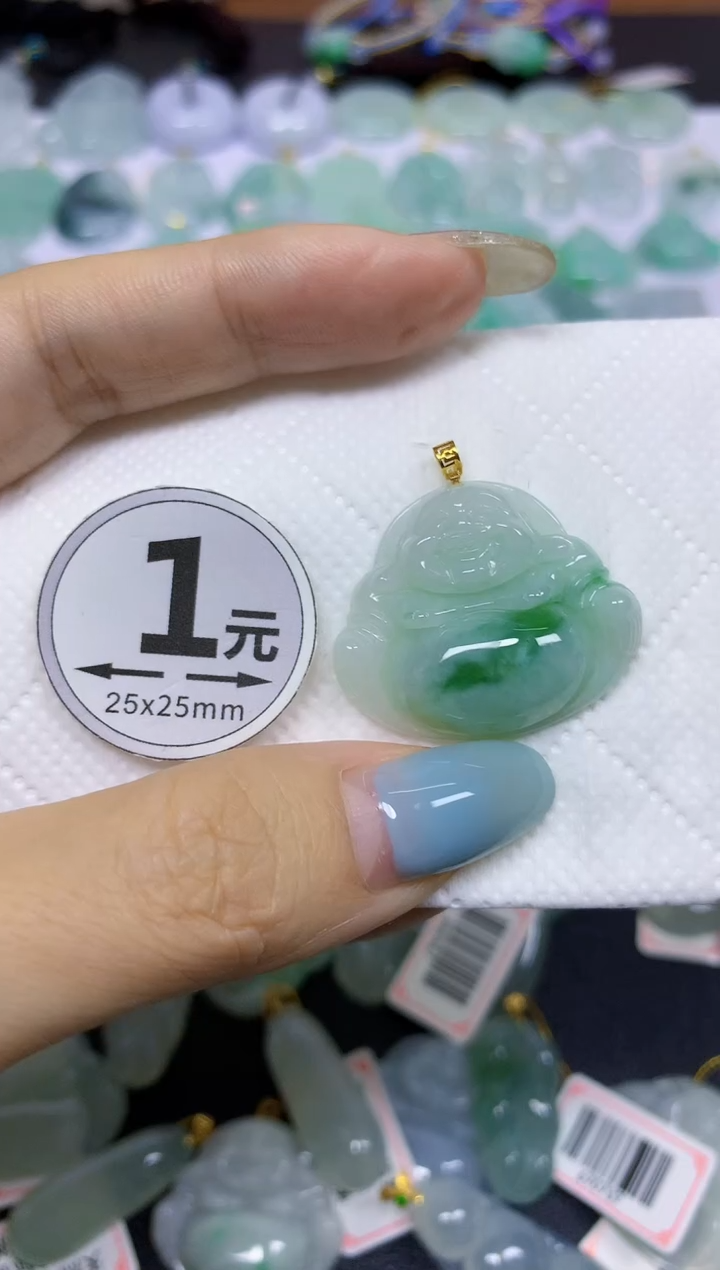 翡翠18K金镶嵌颈饰天然翡翠A货