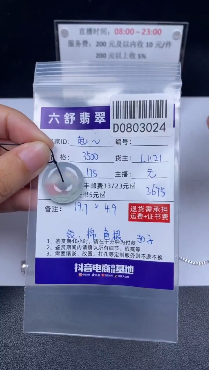 翡翠未镶嵌吊坠(不含链)起****?D0803024