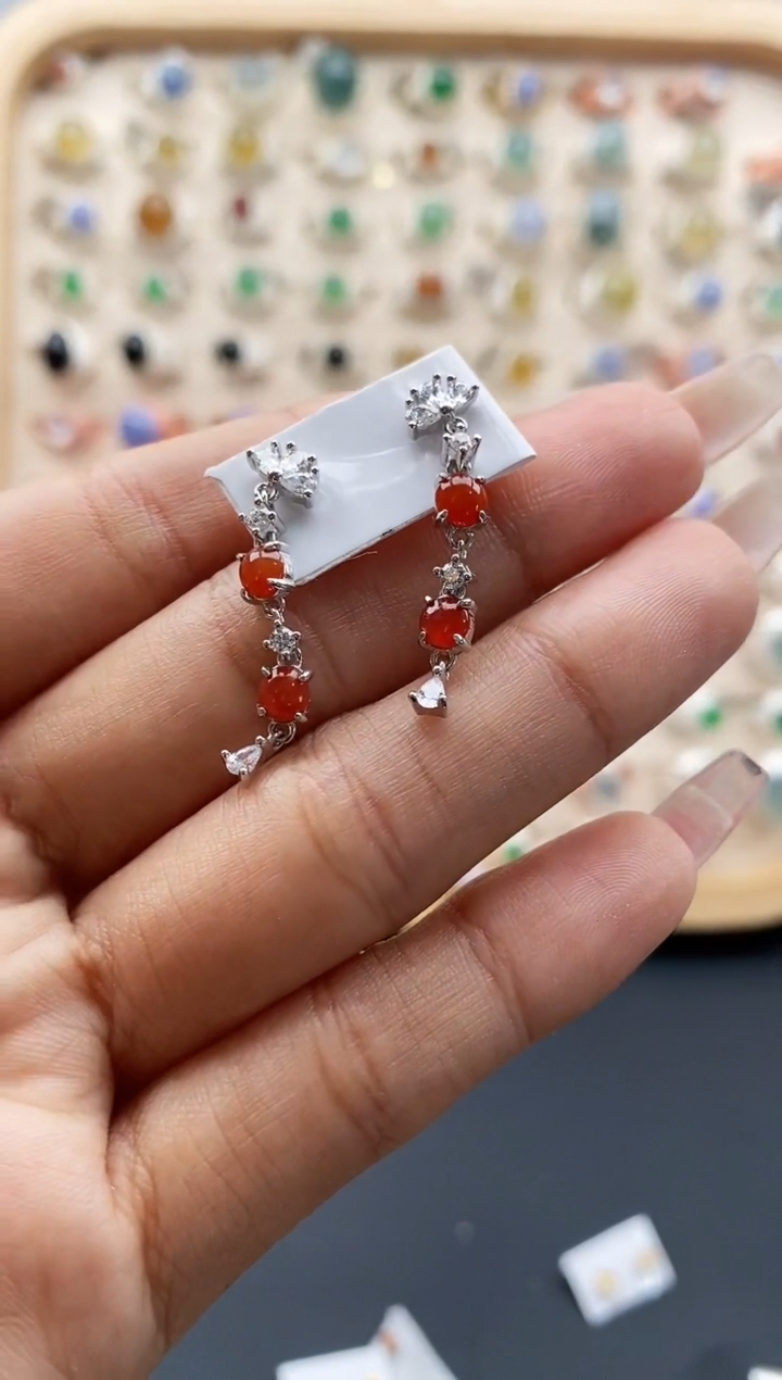 【闪购商品】翡翠戒指银S925镶嵌缅甸天然A货翡翠222 10+4