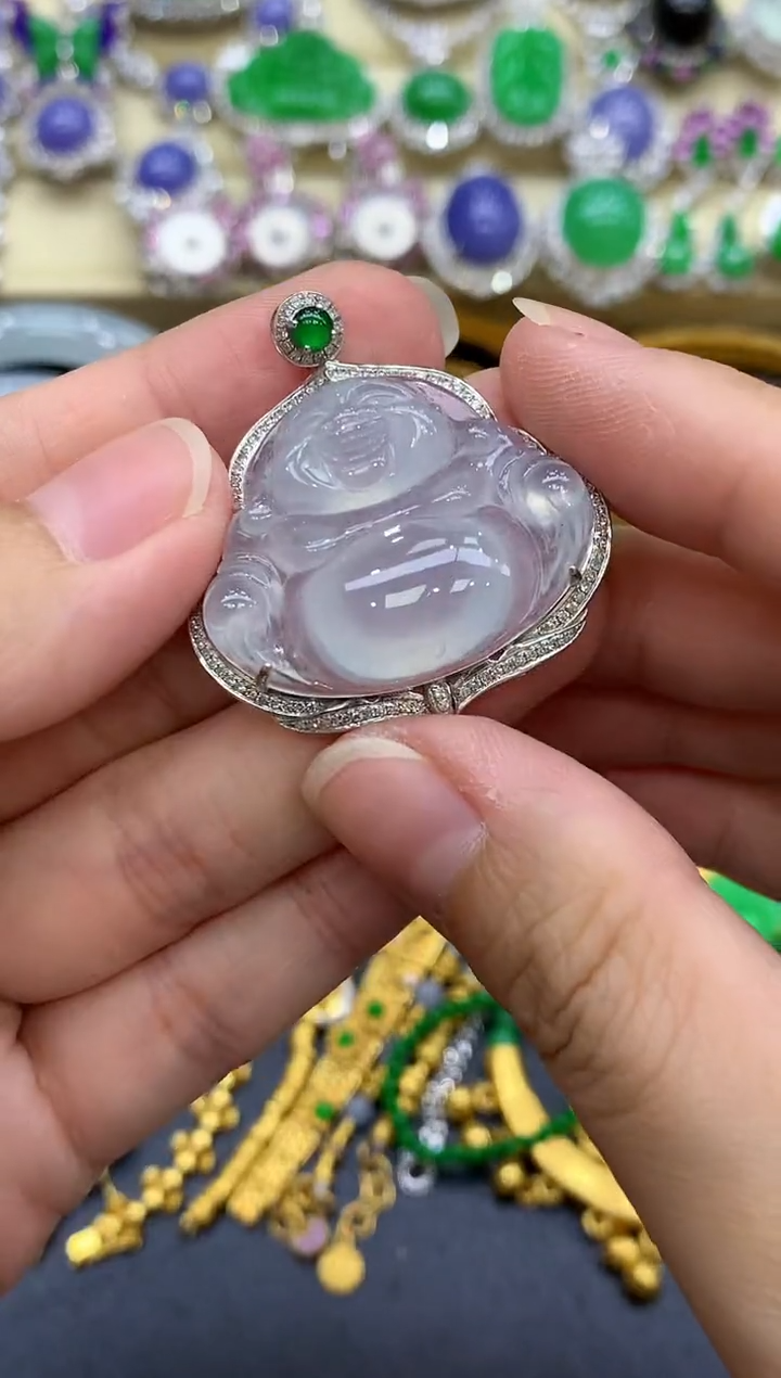 颈饰18K金镶嵌翡翠426-中国好珍宝