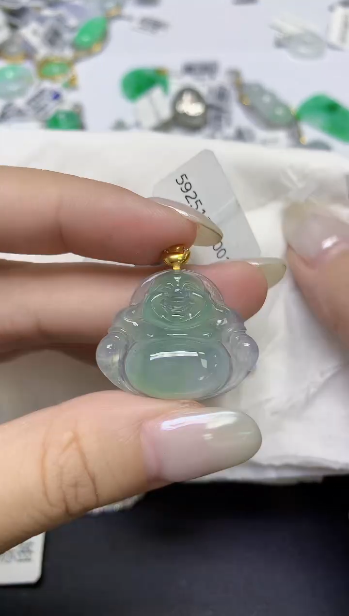 颈饰18K金镶嵌翡翠天然缅甸翡翠A货百元以上9元证书费自理