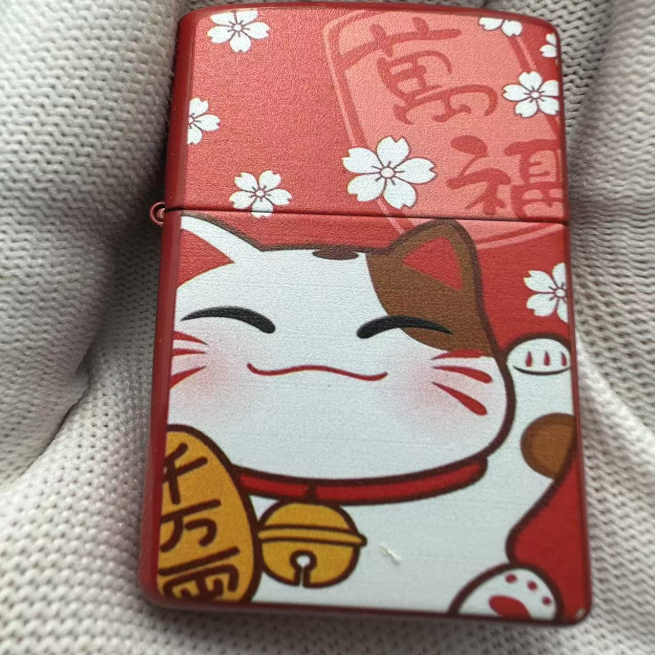红漆招财猫煤油打火机送男友礼物