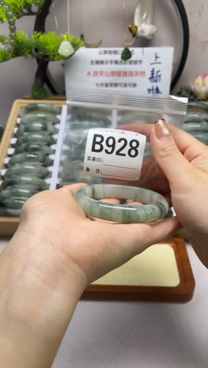 【闪购商品】石英质玉（天山翠）手镯未镶嵌b928