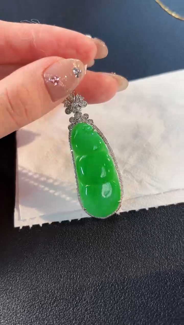 【闪购商品】翡翠颈饰18K金镶嵌缅料A货/支持复检/一件