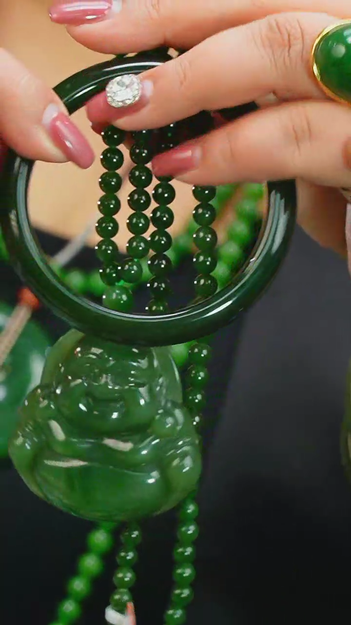 【闪购商品】和田玉（碧玉）58.3未镶嵌手镯+佛公5