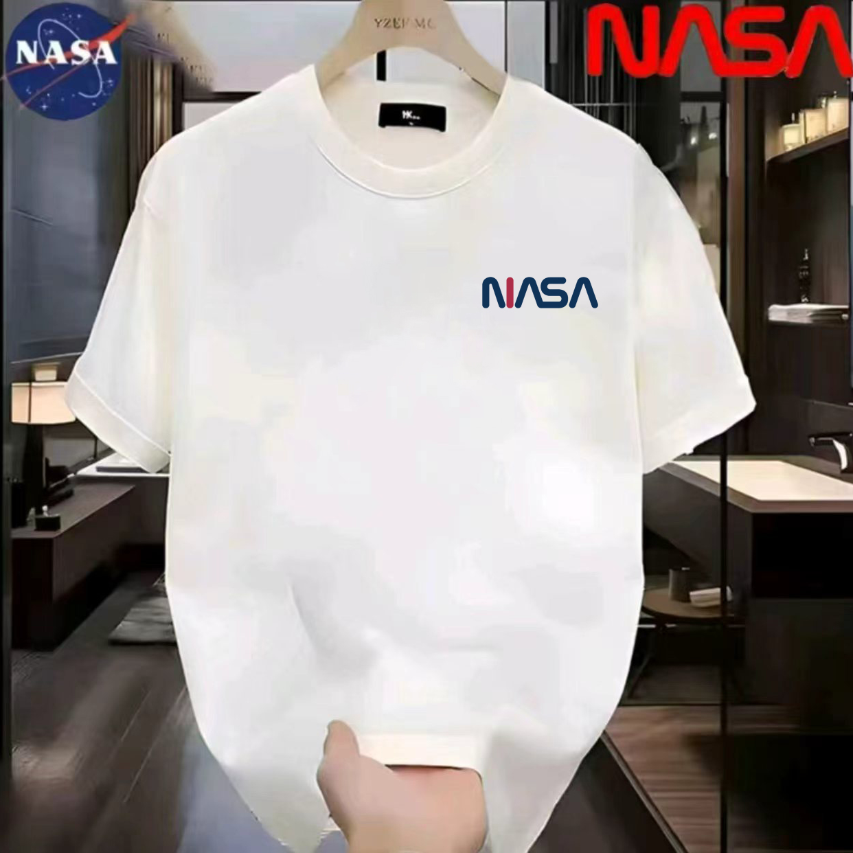 NASA联名纯棉夏季圆领短袖T恤微宽松时尚男女同款休闲百搭73