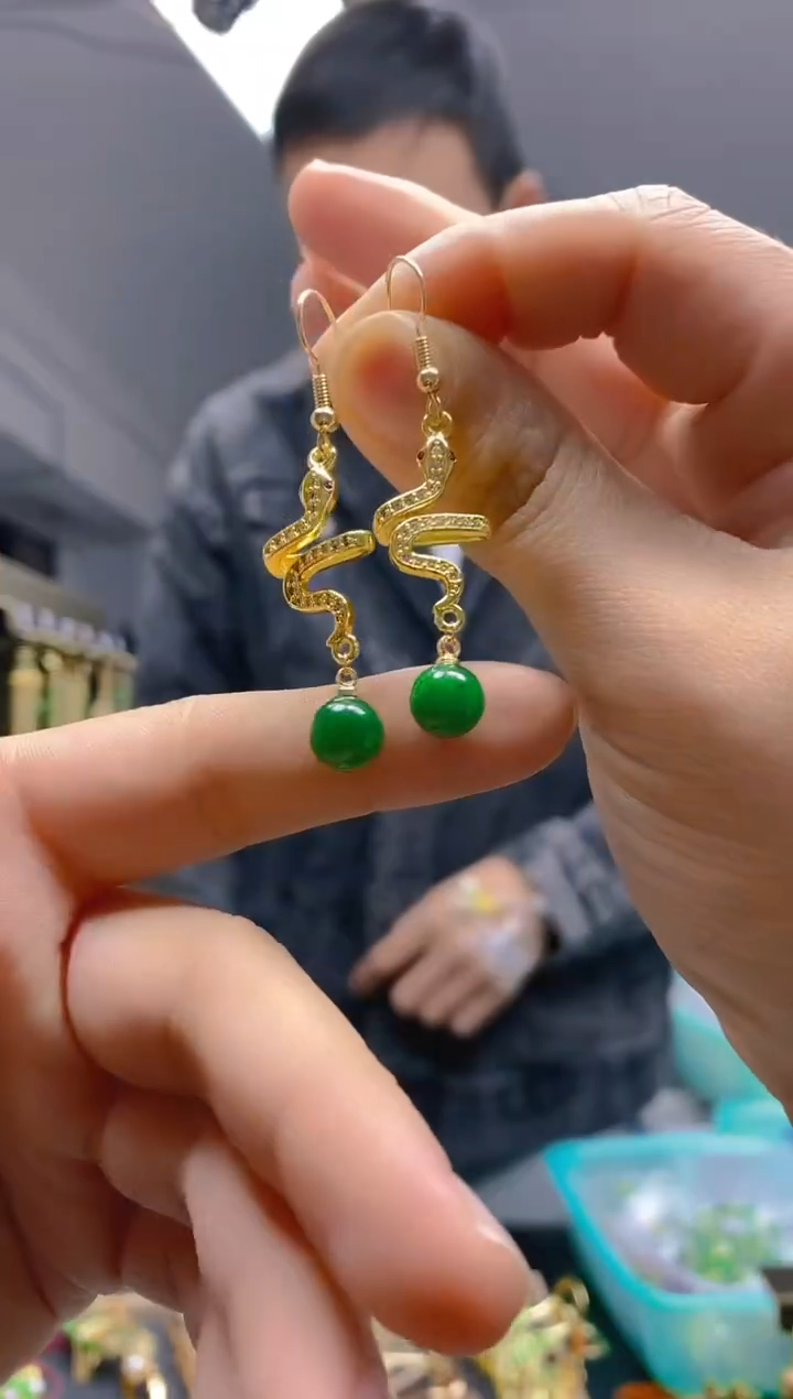 【闪购商品】翡翠耳饰合金0391翡翠耳钩