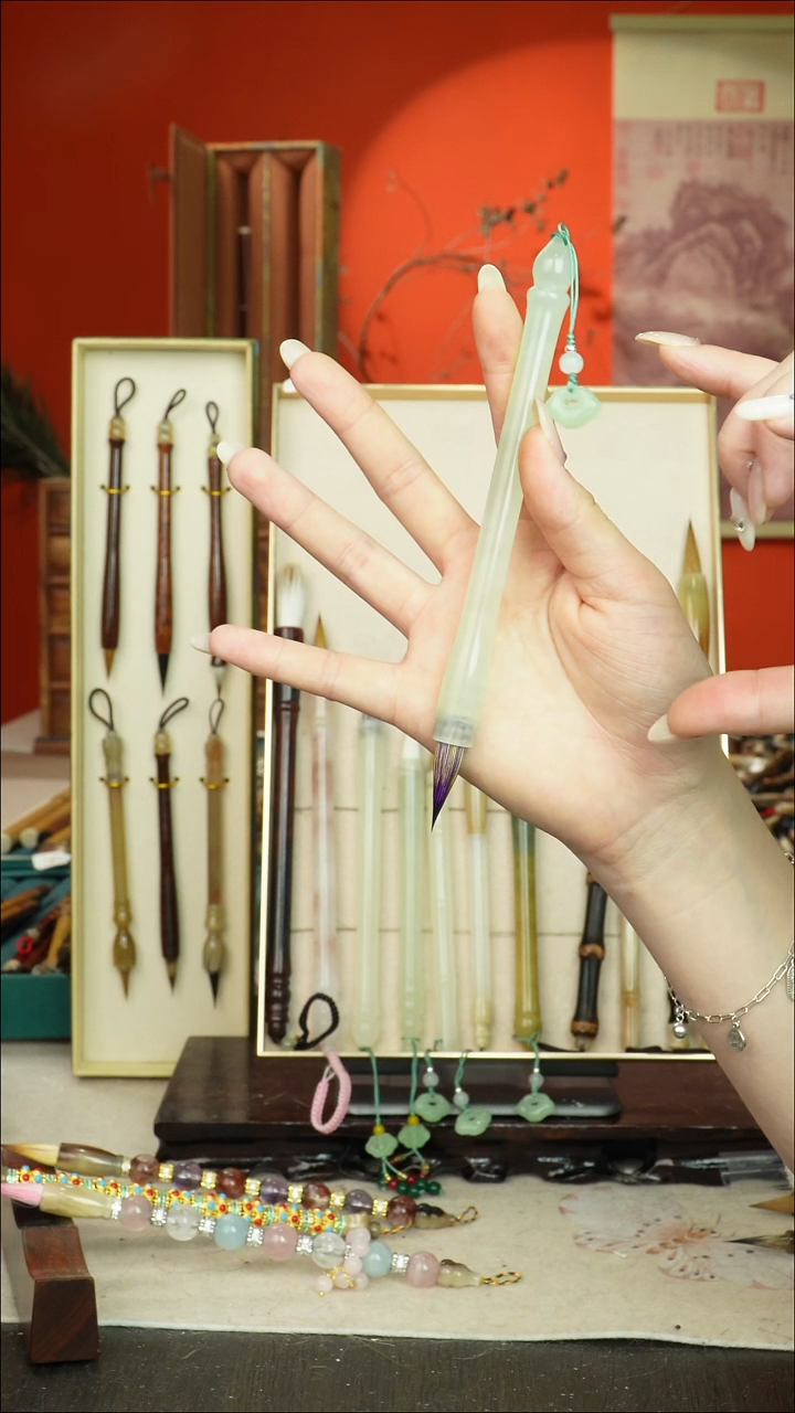 81号闪孤品高货毛笔链接 清水试笔 蘸墨不退