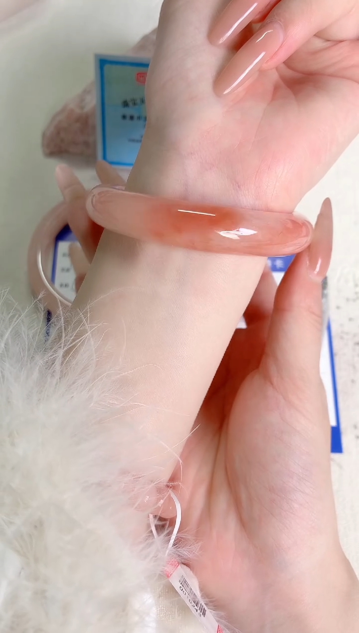 未镶嵌手镯石英质玉桃花125-圈口58.1