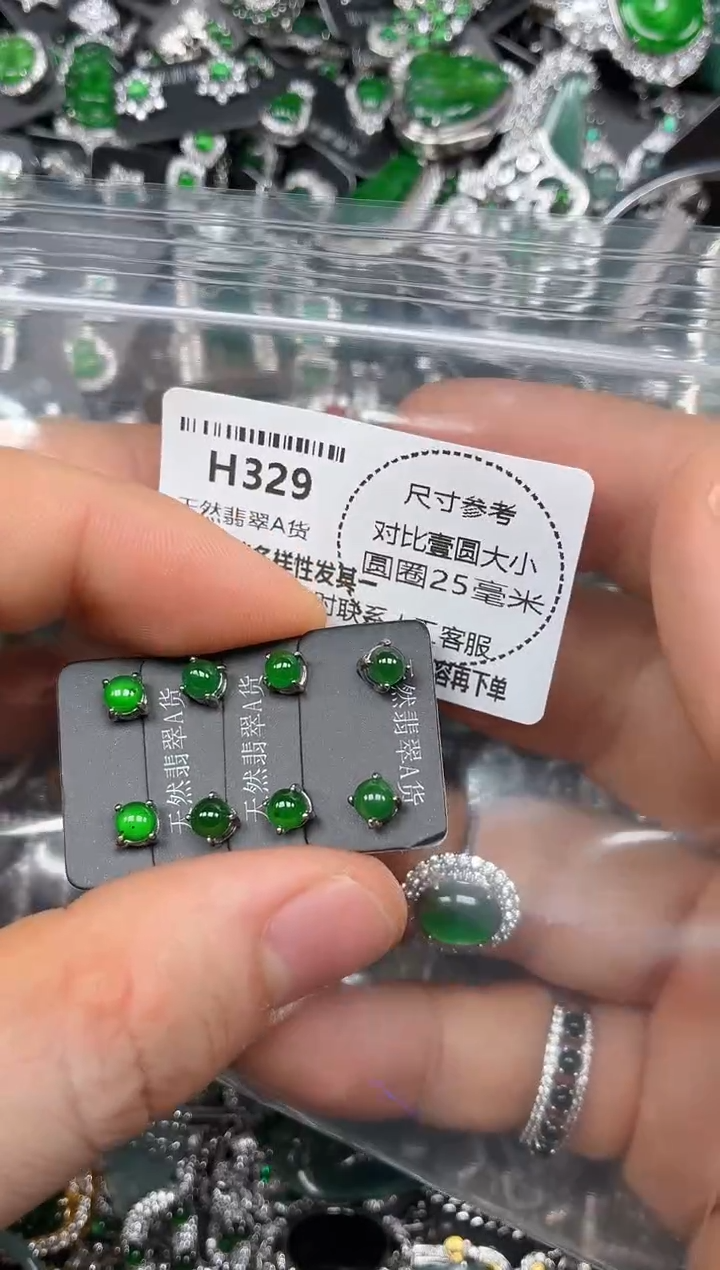 颈饰未镶嵌翡翠H329耳钉 多样性发其一