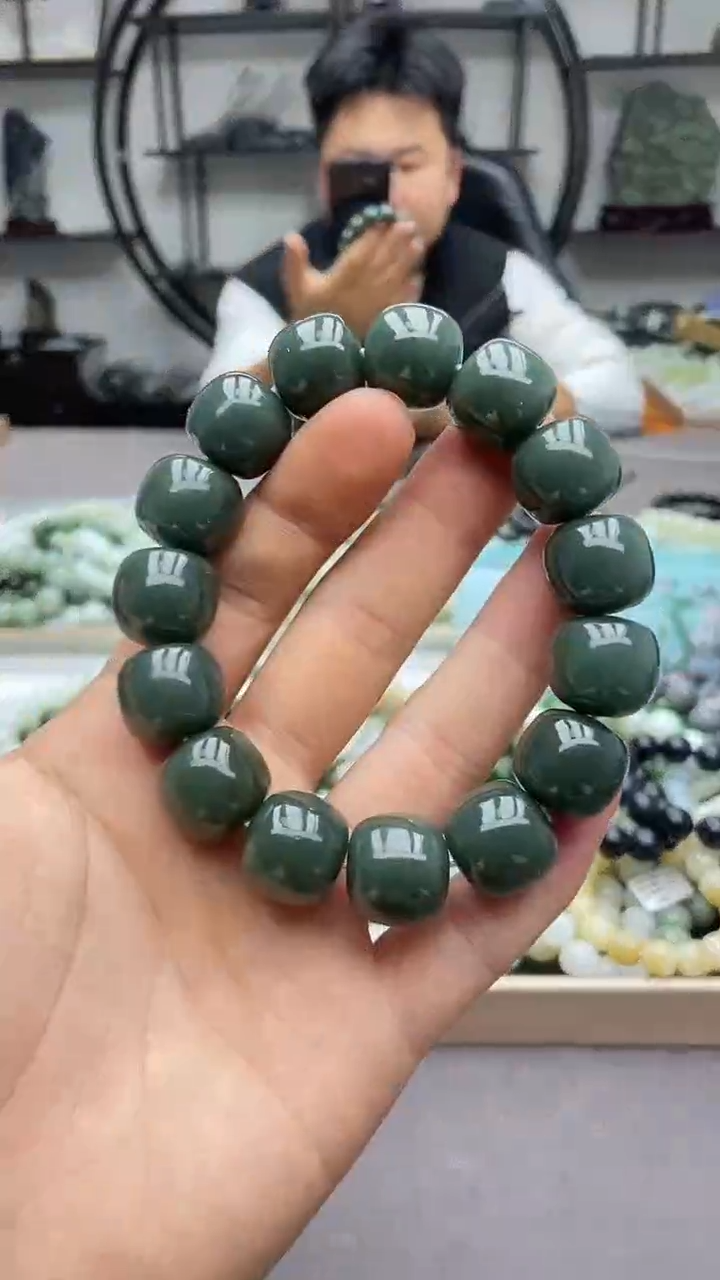未镶嵌手串和田玉胖*嘟且末蓝带糖16老型