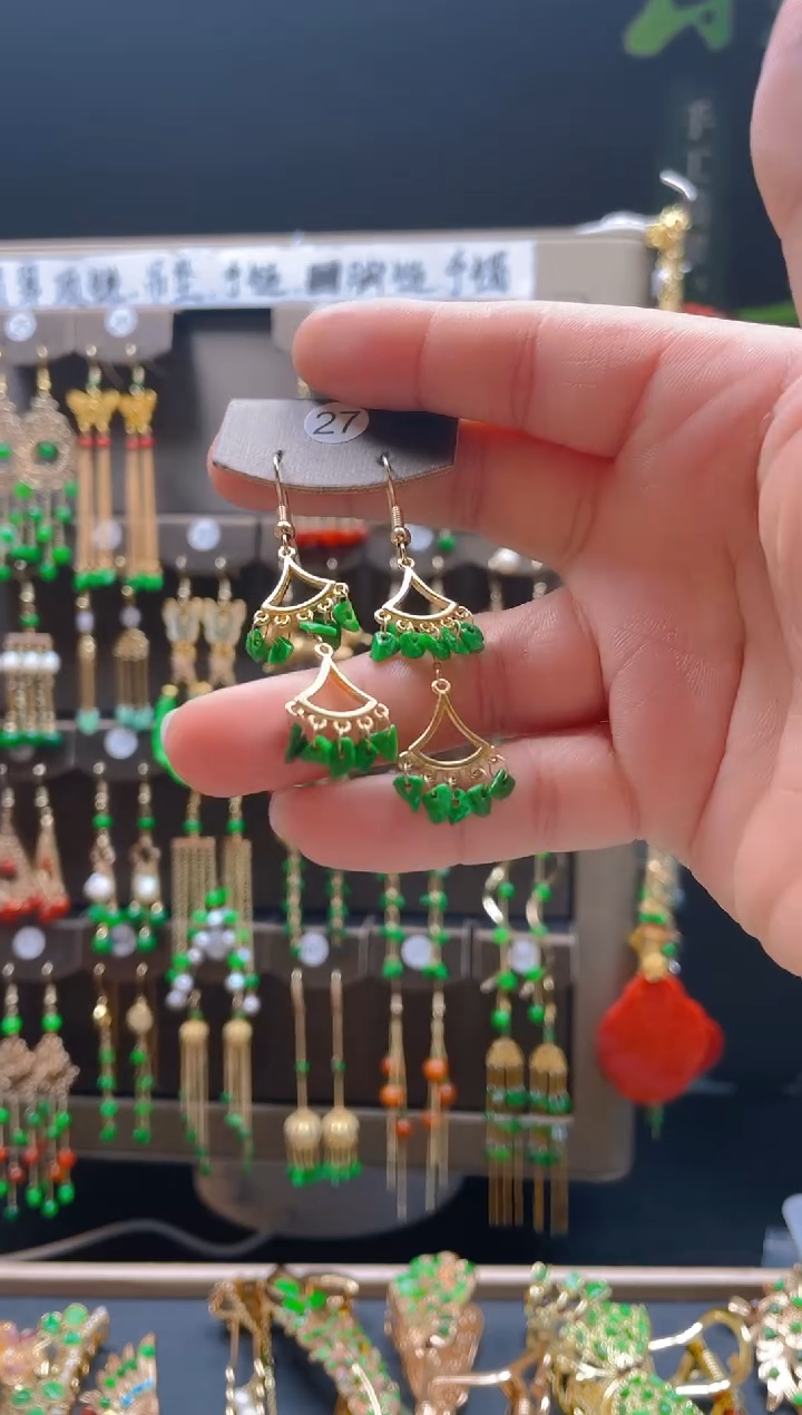 【闪购商品】翡翠耳饰合金029翡翠耳钩