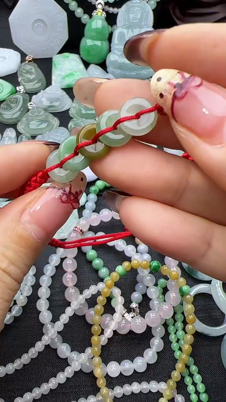 未镶嵌手绳翡翠大人款五福临门