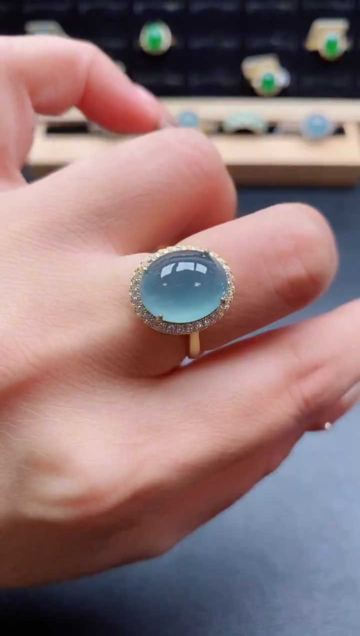 银S925镶嵌戒指翡翠1