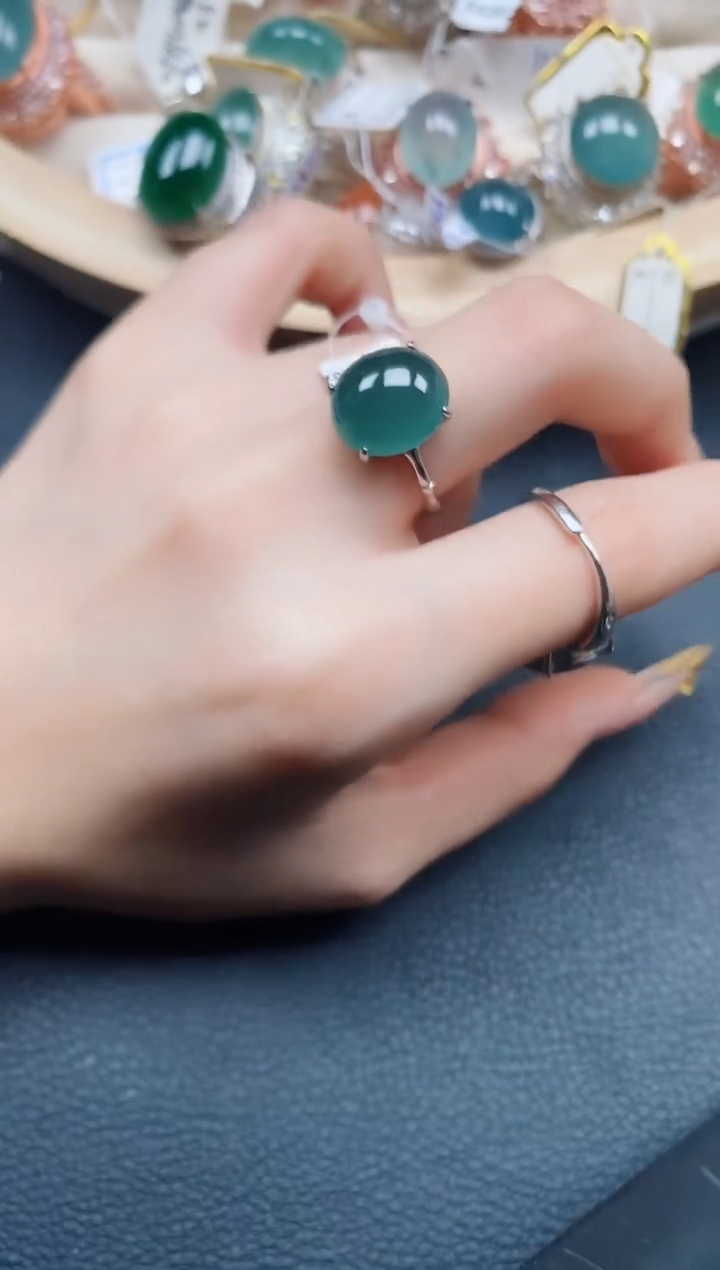 【闪购商品】翡翠戒指银S925镶嵌翡翠