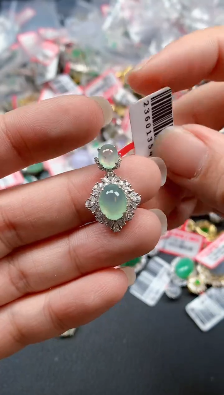 银S925镶嵌戒指翡翠天然A货缅甸翡翠