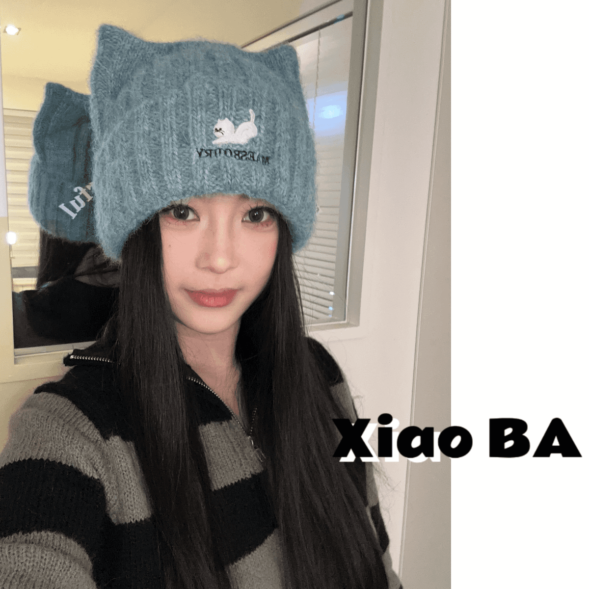 小懒猫八两帽社原创冬季新款猫耳朵针织帽百搭简约时尚显脸小保暖
