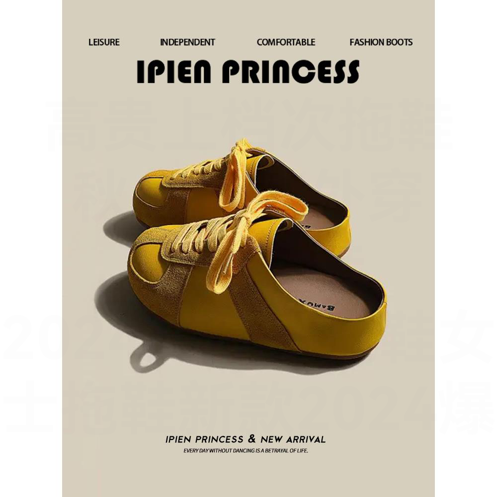 包头丑萌大头拖鞋女2025春秋新款一脚蹬休闲鞋卡皮巴拉系带德训鞋