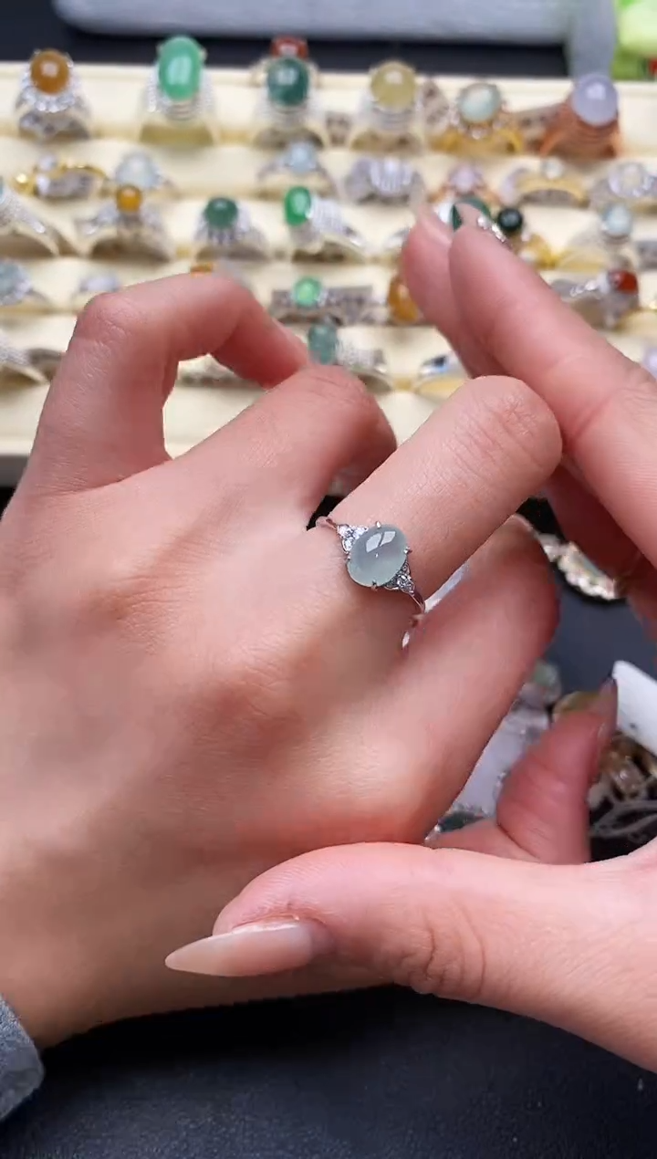 【闪购商品】翡翠戒指银S925镶嵌3333333+1