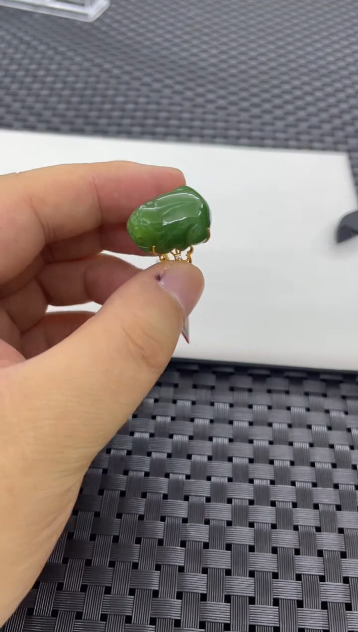 和田玉戒指18K金镶嵌有色根（多样性发一件）J333