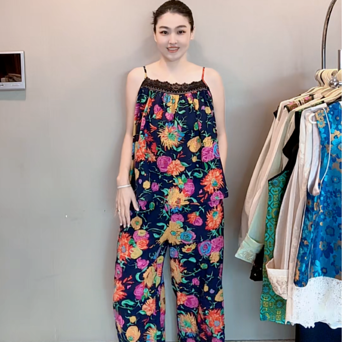 3143｛繁花入美梦｝柔软舒适高端定制高温固色松紧腰花朵家居套装