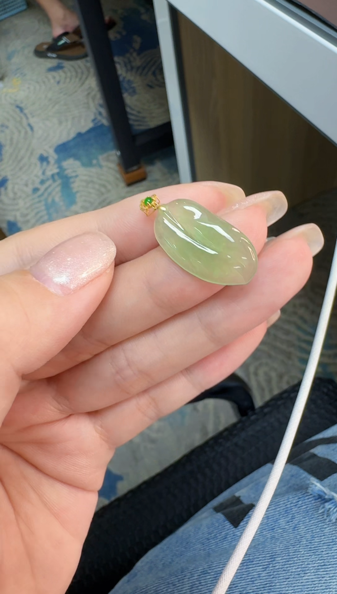 翡翠18K金镶嵌颈饰缅甸翡翠A挂件