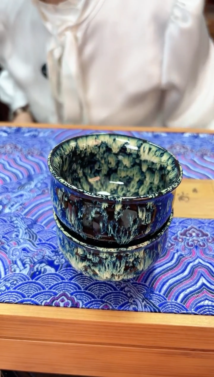 a28景德镇窑变黄黑主人杯两只