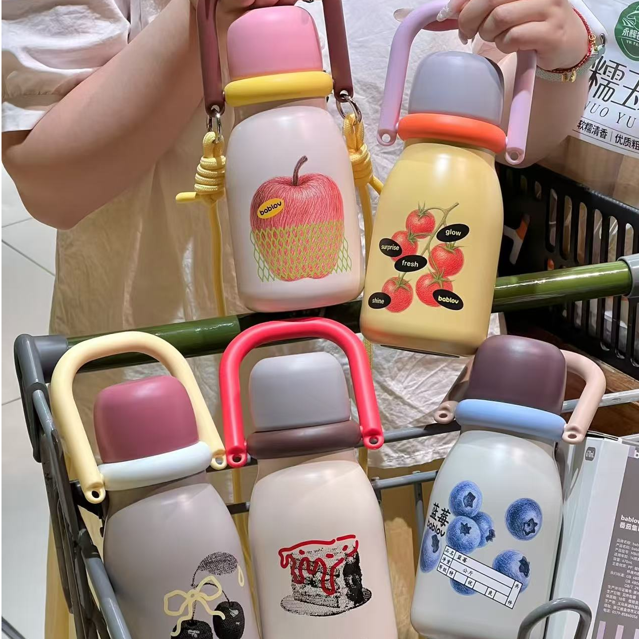 bablov保温杯冰镇保冷可爱便携创意316高颜值网红一盖双饮保温杯