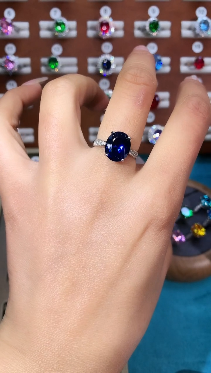 无925银皇家蓝色戒指