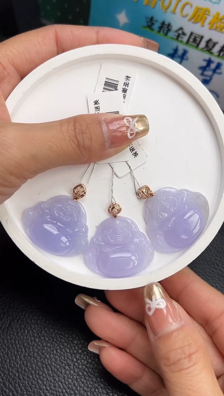 【闪购商品】翡翠颈饰18K金镶嵌YM1068 佛公多样性发一