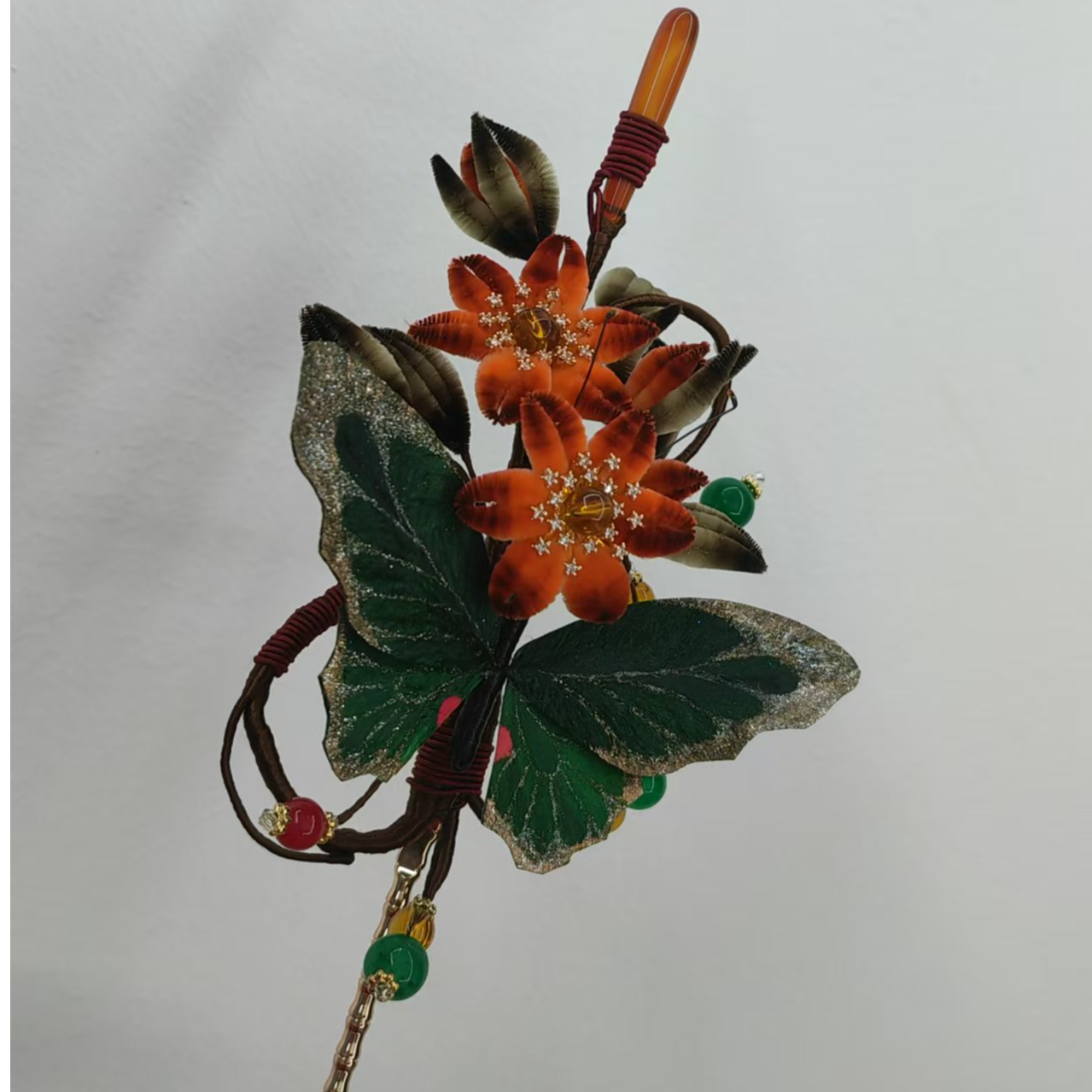 园大大玫瑰原创手工精美古风发夹发簪头饰汉服旗袍绒花日常簪花  