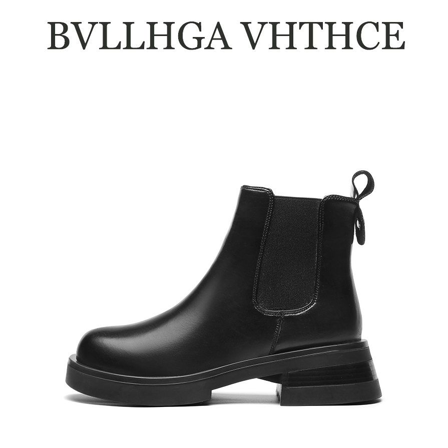 BV【芯片】秋冬厚底圆头英伦风切尔西靴时尚百搭中筒靴女鞋88112