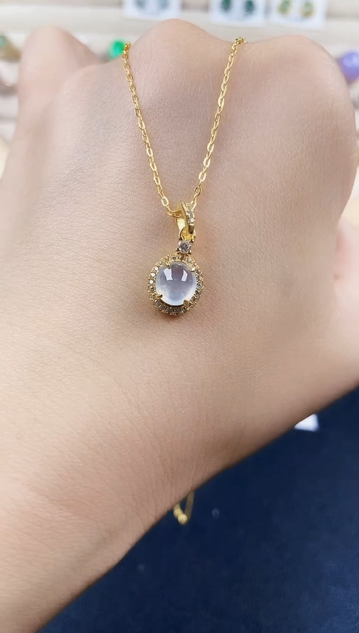 翡翠银S925镶嵌颈饰45689