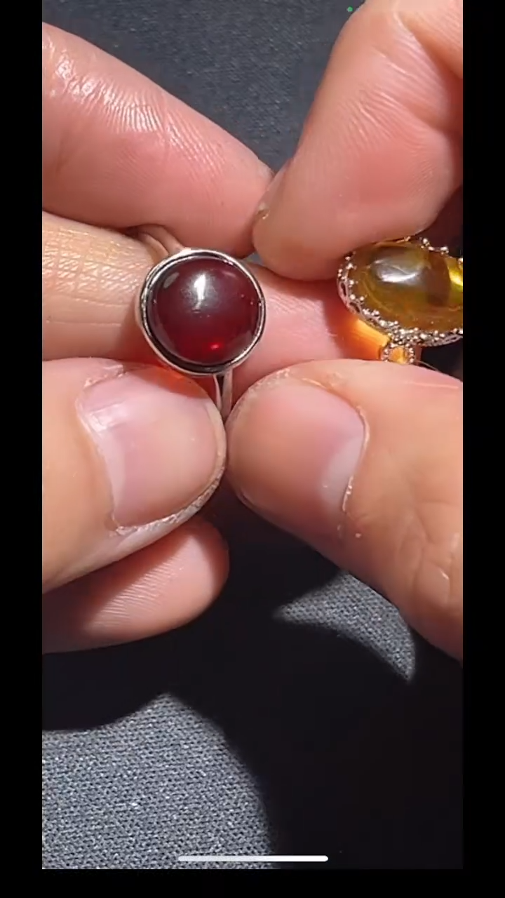 琥珀未镶嵌戒指pz418-29两个一起发货