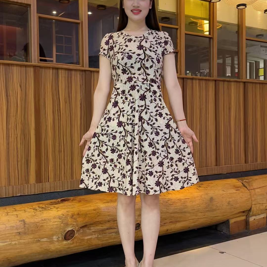 2025新款妈妈装夏季冰丝连衣裙时尚洋气质高贵显瘦碎花裙子