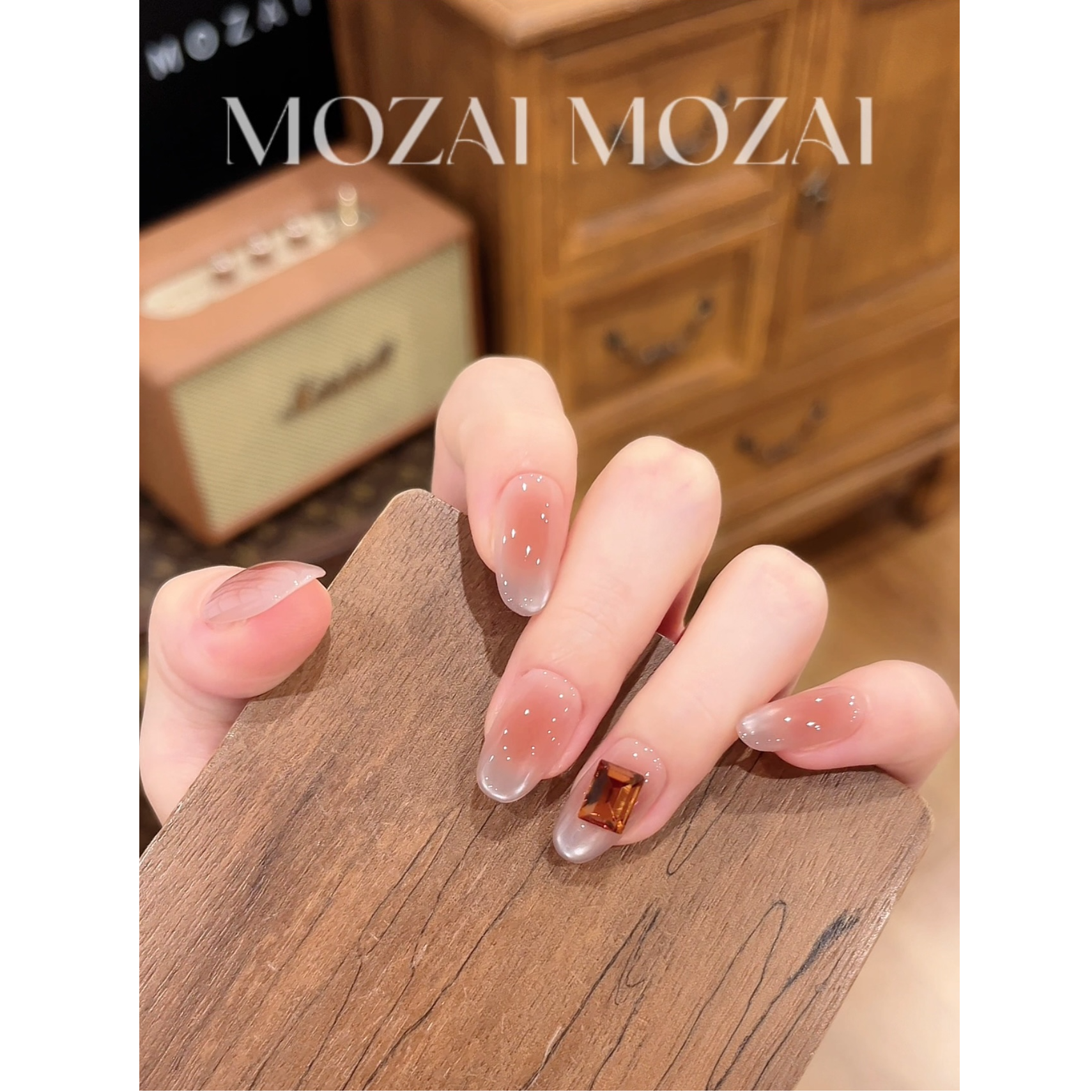 茉哉W现货【伯爵红茶】纯手工定制美甲拆卸穿戴甲A5033