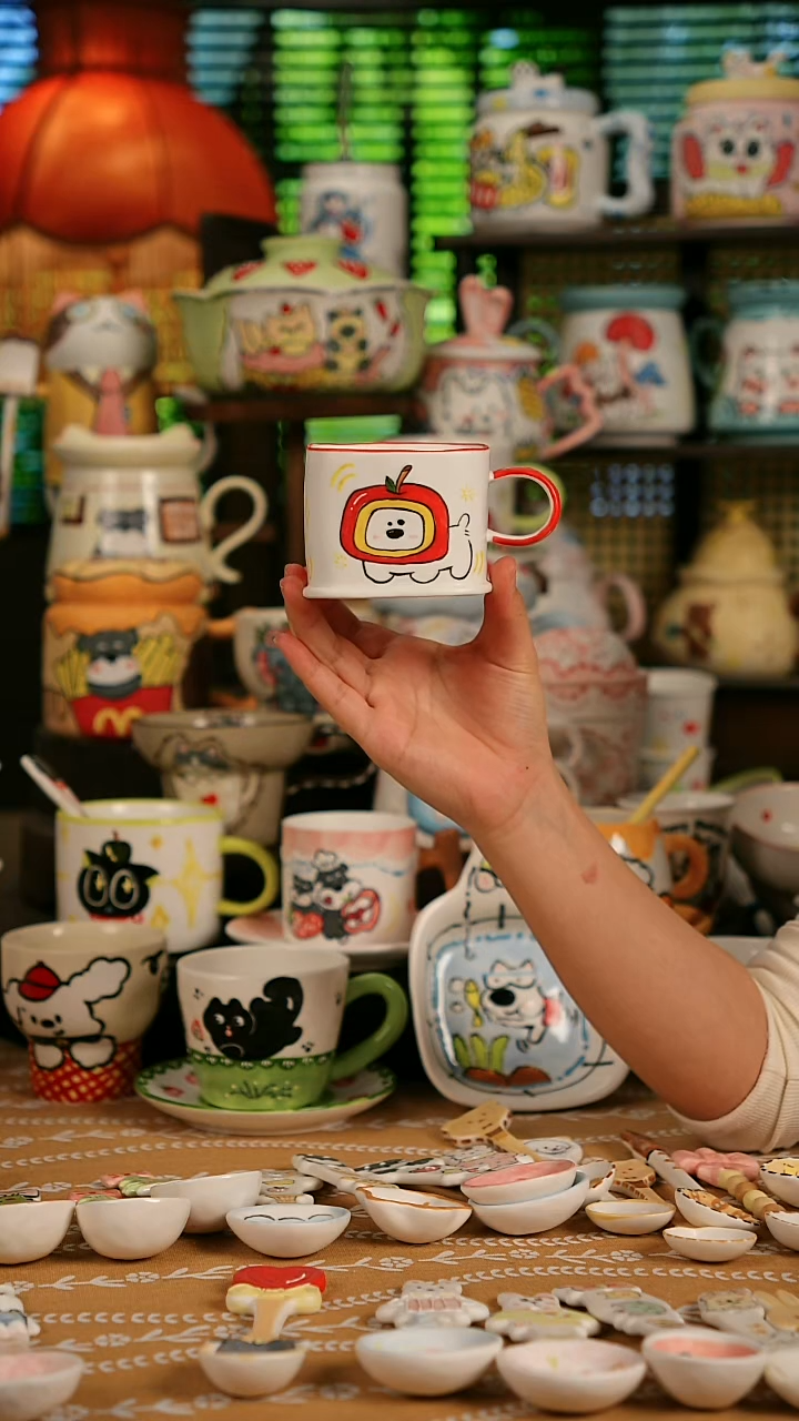 陶瓷无盖款景德镇时光绘馆 创意手绘高温釉下彩陶瓷