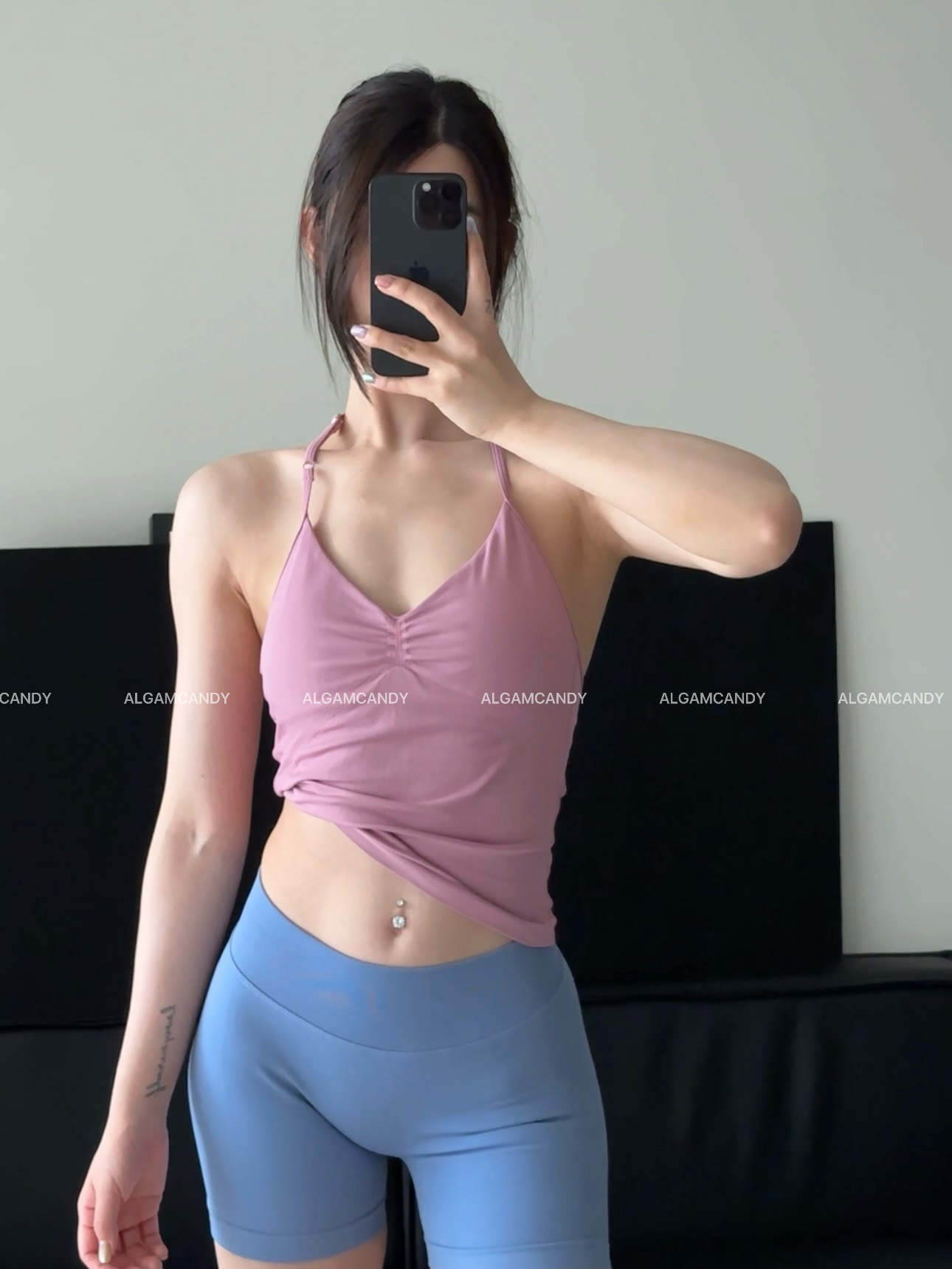 ALGAMCANDY挂脖式可调节肩带露背健身背心女美背显瘦女款上衣夏季