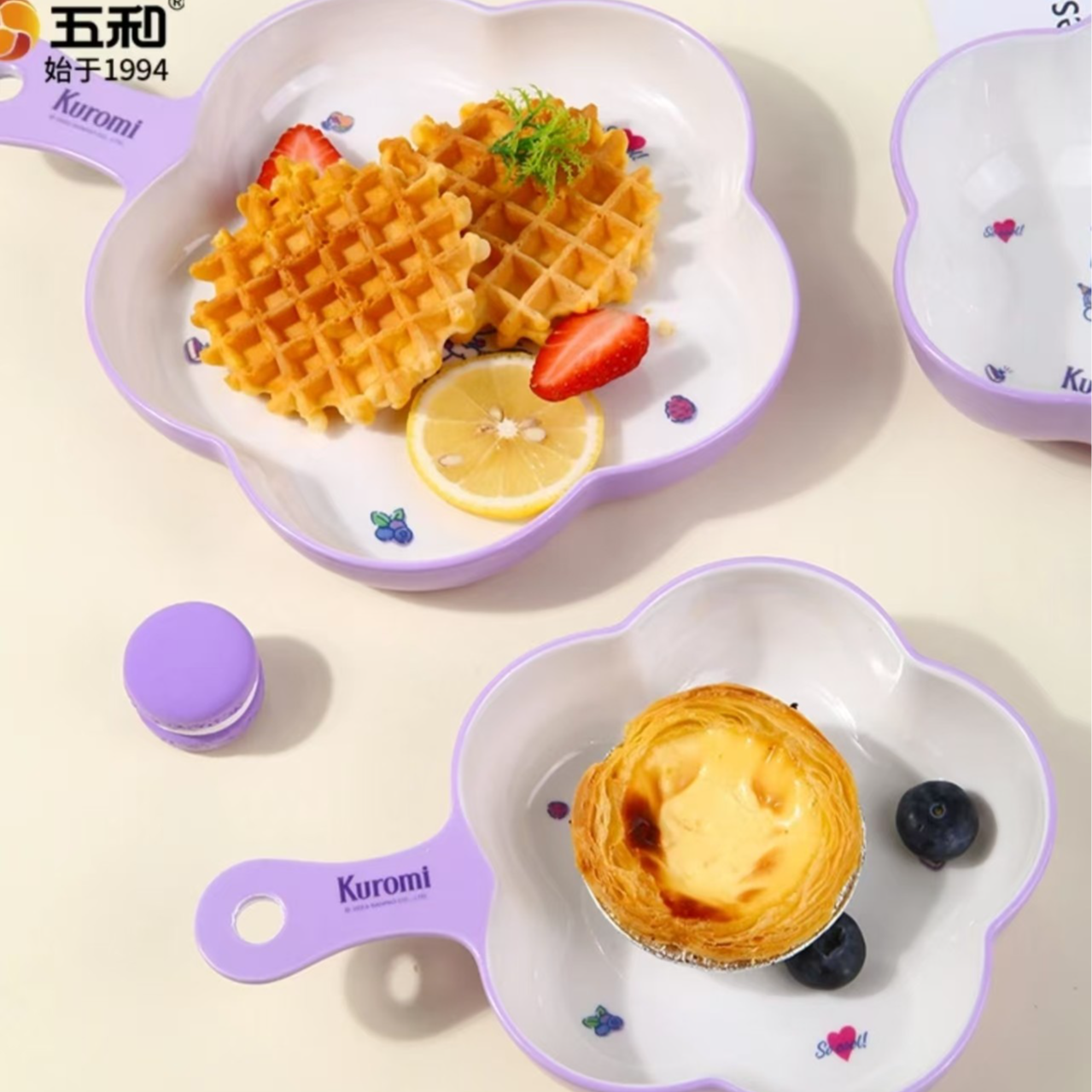 三丽鸥kt猫库洛米五和儿童吃饭宝宝辅食动漫卡通儿童花瓣手把碗