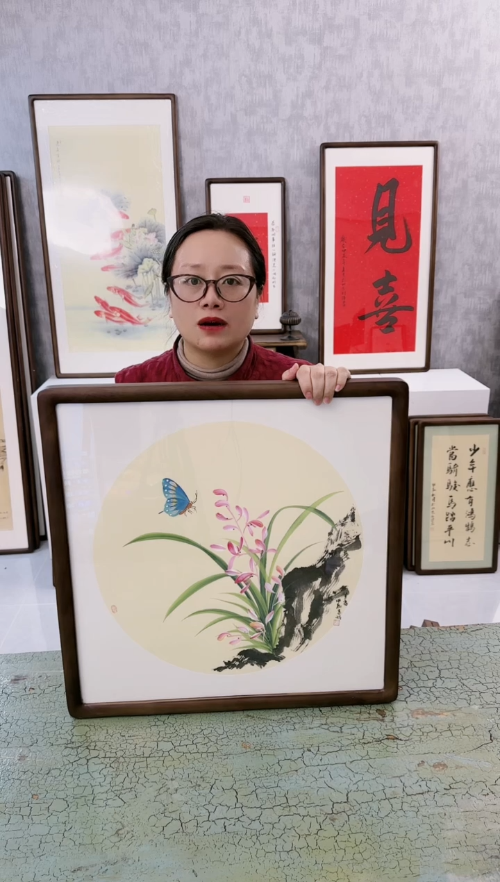 【闪购商品】书法兰花  53x53  手绘作品