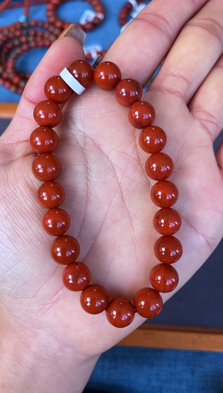 未镶嵌手串南红玛瑙N08凉山瓦西料满肉柿子锦单圈多样性发其一