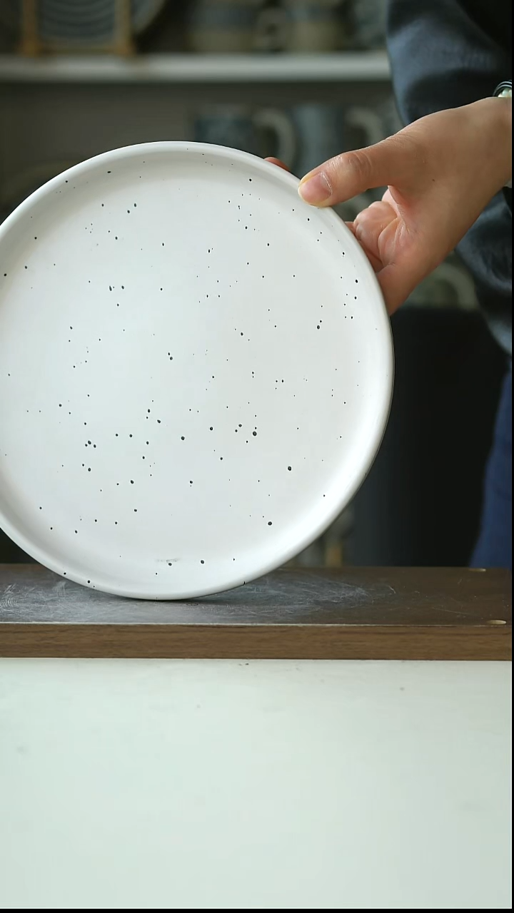 陶出日象牙白泼墨烤盘20.5cm@4-2@微瑕