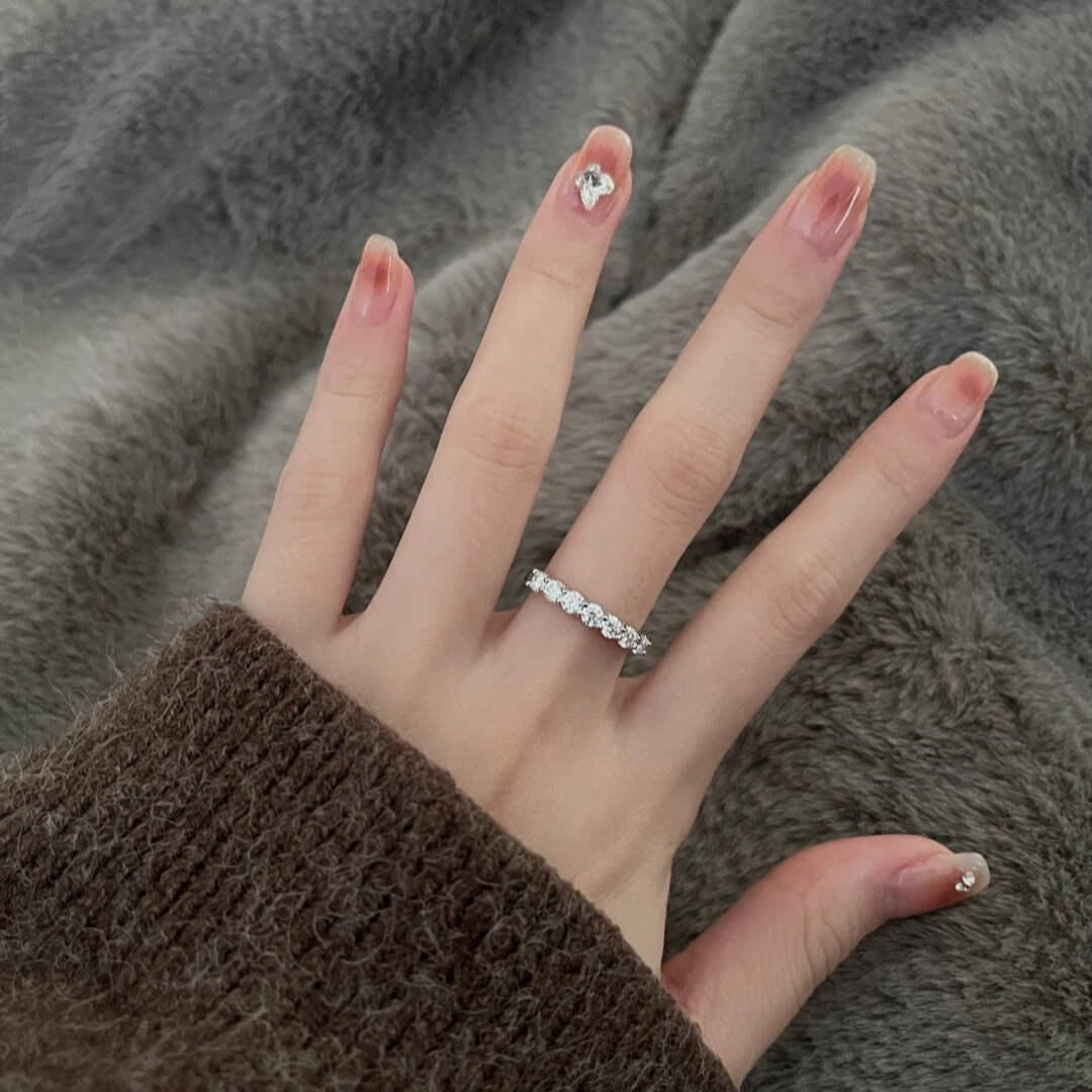 925银莫桑石戒指 【七公主排戒】时尚简约百搭轻奢小众个性精致